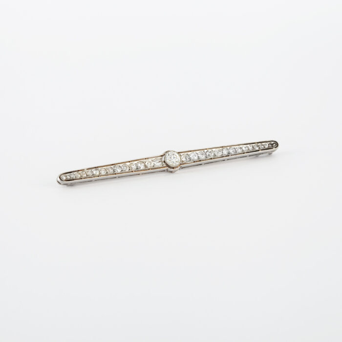 Brosa vintage din platina si aur de 18k cu diamante naturale