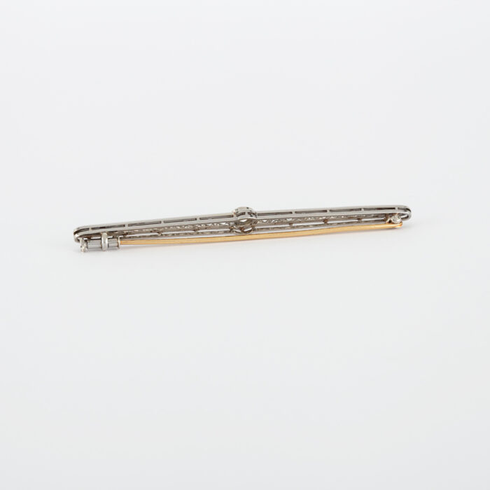 Brosa vintage din platina si aur de 18k cu diamante naturale