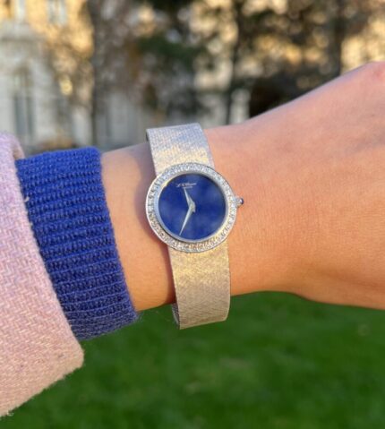 Ceas mecanic Chopard din aur alb de 18k cu diamante naturale
