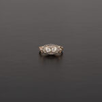 Inel autentic Art Deco din aur de 14k si platia cu diamante naturale