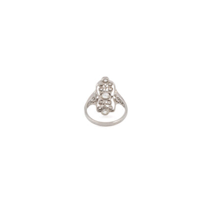 Inel autentic Art Deco din platina cu diamante naturale