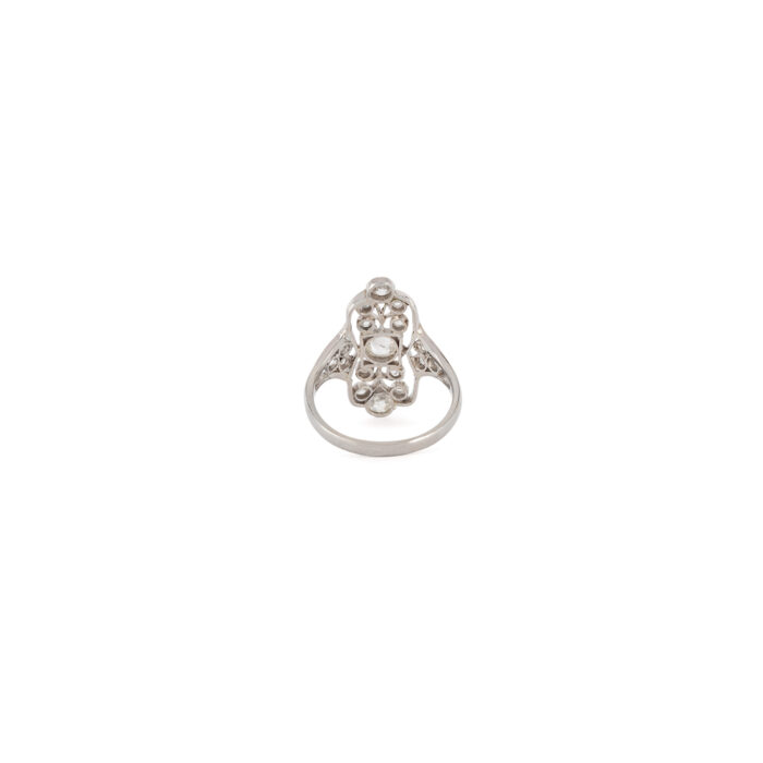 Inel autentic Art Deco din platina cu diamante naturale