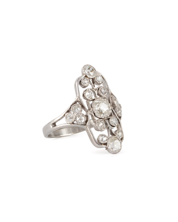 Inel autentic Art Deco din platina cu diamante naturale