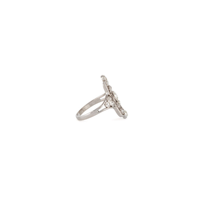 Inel autentic Art Deco din platina cu diamante naturale