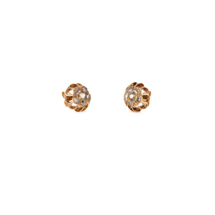 Cercei vintage din aur de 14k cu diamante naturale