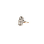 Inel autentic Art Deco din aur de 18k si argint cu diamante naturale