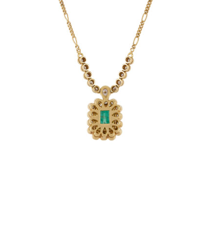 Colier vintage din aur de 18k cu smarald si diamante naturale