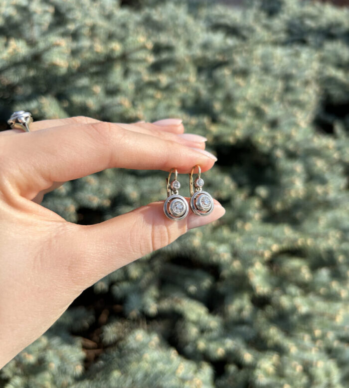Set vintage din aur de 18k cu diamante naturale