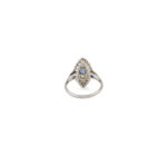 Inel Art Deco din platina si aur alb de 18k cu safire si diamante naturale