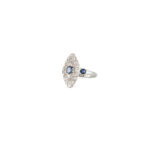 Inel Art Deco din platina si aur alb de 18k cu safire si diamante naturale