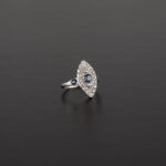 Inel Art Deco din platina si aur alb de 18k cu safire si diamante naturale