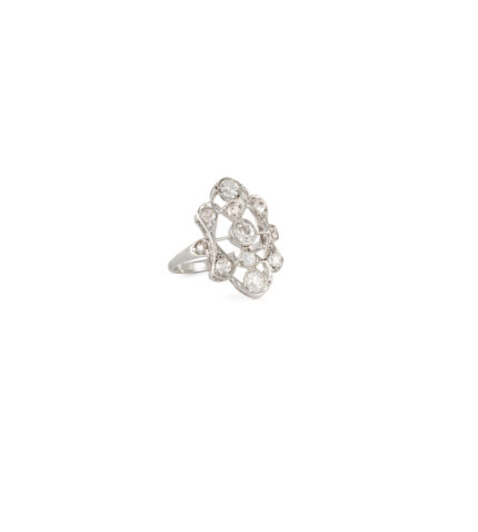 Inel autentic Art Deco din platina cu diamante naturale