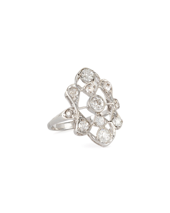 Inel autentic Art Deco din platia cu diamante naturale