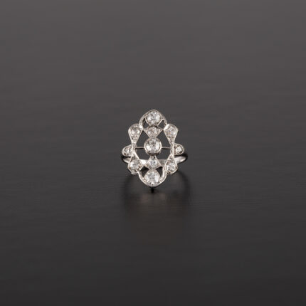 Inel autentic Art Deco din platina cu diamante naturale