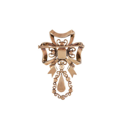 Brosa victoriana din aur de 18k si argint cu smaralde si diamante naturale