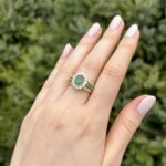 Inel din aur de 18k cu smaralde si diamante naturale
