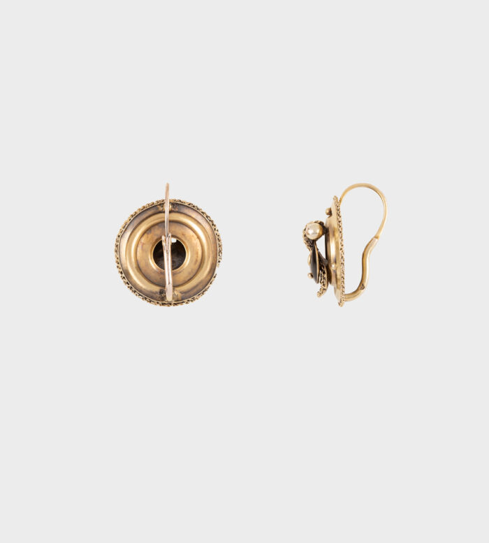 Cercei vintage din aur de 14k si email negru