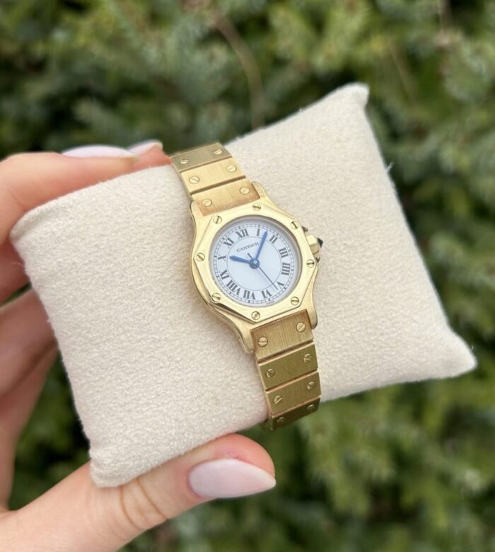 Ceas de dama original Cartier din aur de 18k
