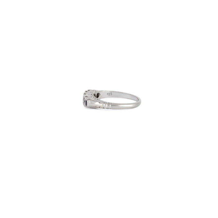 Inel din aur alb de 14k cu safire si diamante naturale
