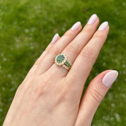 Inel din aur de 18k cu smaralde si diamante naturale