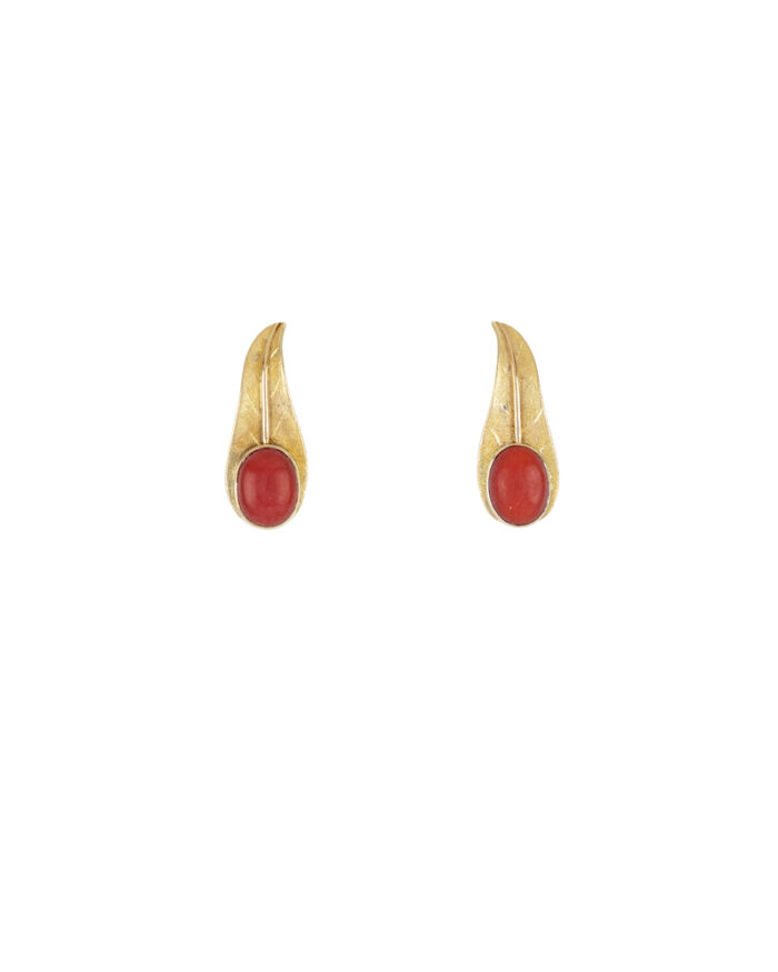 Cercei vintage din aur de 18k cu coral natural mediteranean