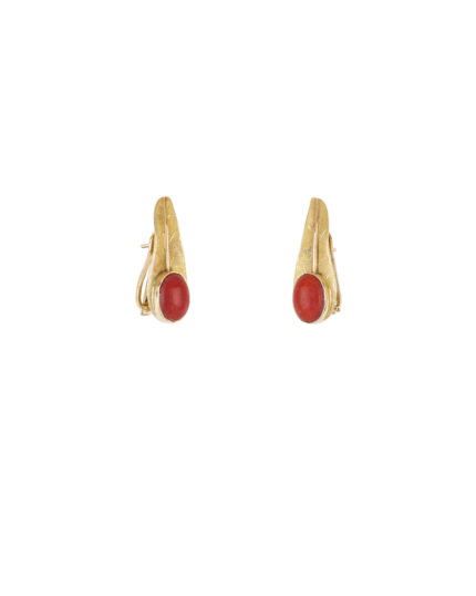Cercei vintage din aur de 18k cu coral natural mediteranean