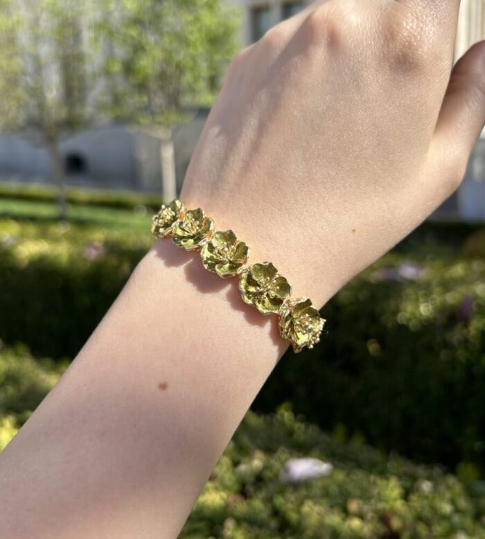 Bratara vintage din aur de 18k cu email