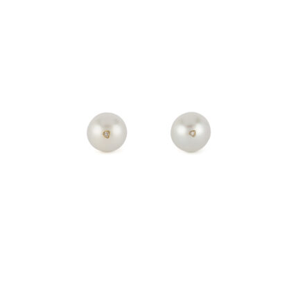 Cercei aur alb de 18k cu perle de cultura si diamante naturale