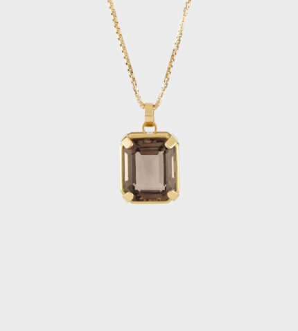 Colier din aur galben de 18k si cuart fumuriu