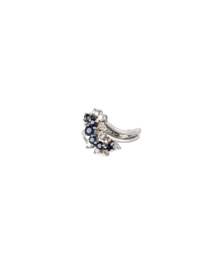 Inel din aur alb de 18k cu safire si diamante naturale