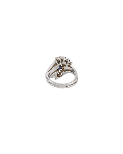 Inel din aur alb de 18k cu safire si diamante naturale
