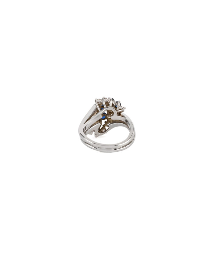 Inel din aur alb de 18k cu safire si diamante naturale