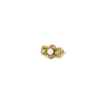 Inel Art Deco din aur de 14k cu turmalina verde, perla si diamante naturale