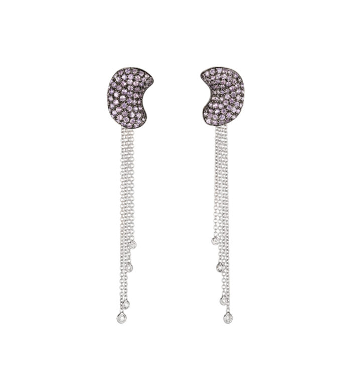 Set din aur alb de 18k cu safire si diamante naturale