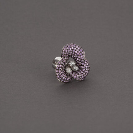Set din aur alb de 18k cu safire si diamante naturale
