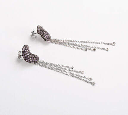 Set din aur alb de 18k cu safire si diamante naturale
