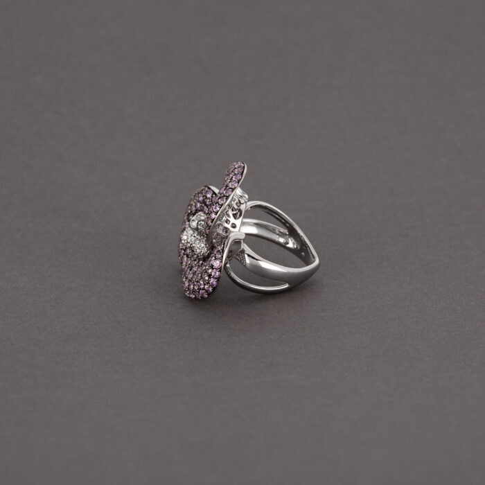 Set din aur alb de 18k cu safire si diamante naturale