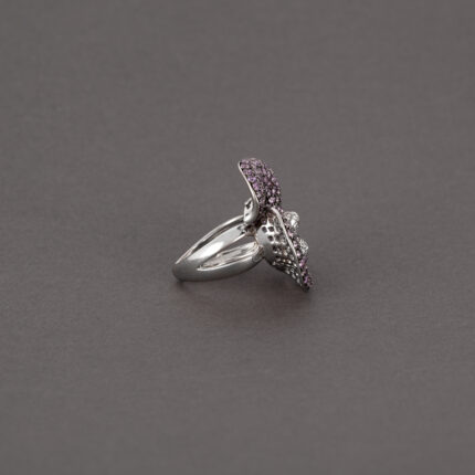 Set din aur alb de 18k cu safire si diamante naturale