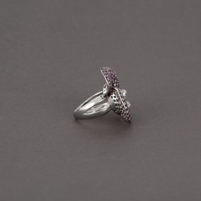 Set din aur alb de 18k cu safire si diamante naturale
