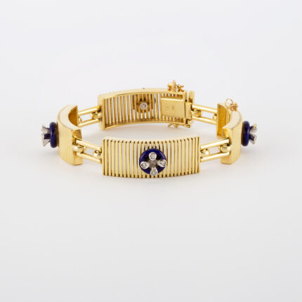 Bratara din aur de 18k cu email albastru cobalt si diamante naturale