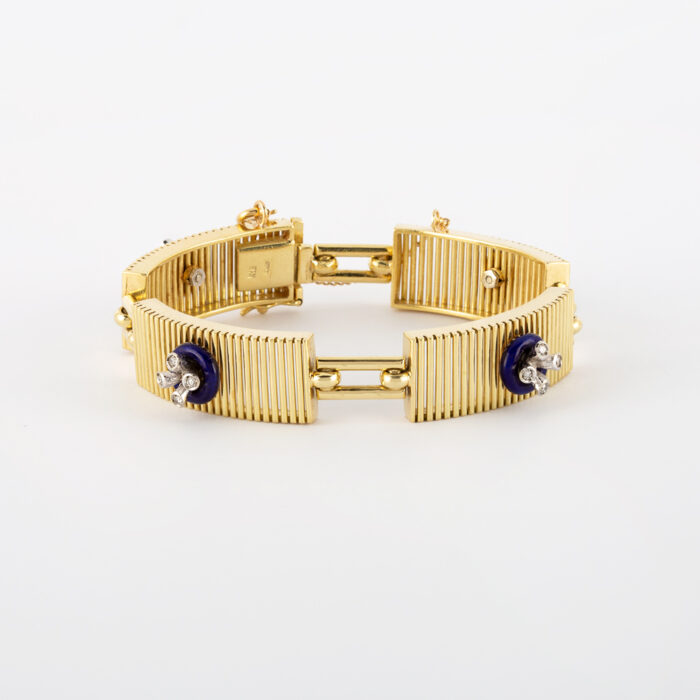 Bratara din aur de 18k cu email albastru cobalt si diamante naturale