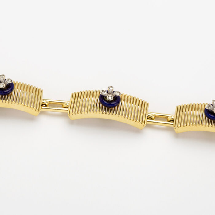 Bratara din aur de 18k cu email albastru cobalt si diamante naturale