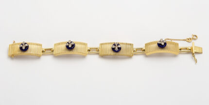 Bratara din aur de 18k cu email albastru cobalt si diamante naturale