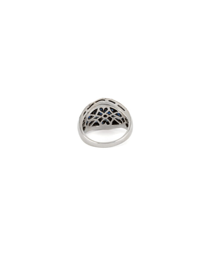 Inel din aur alb de 14k cu safire si diamante naturale