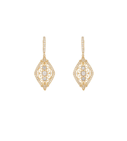 Cercei lungi din aur de 14k cu diamante naturale