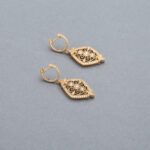Cercei lungi din aur de 14k cu diamante naturale