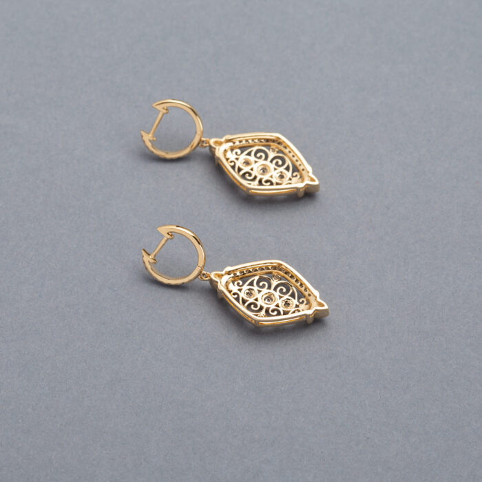 Cercei lungi din aur de 14k cu diamante naturale