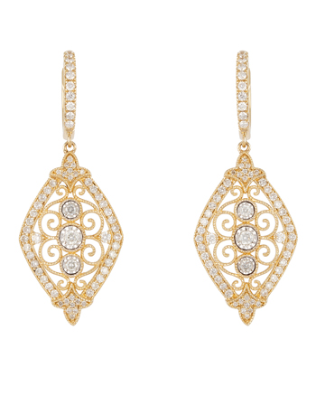 Cercei lungi din aur de 14k cu diamante naturale
