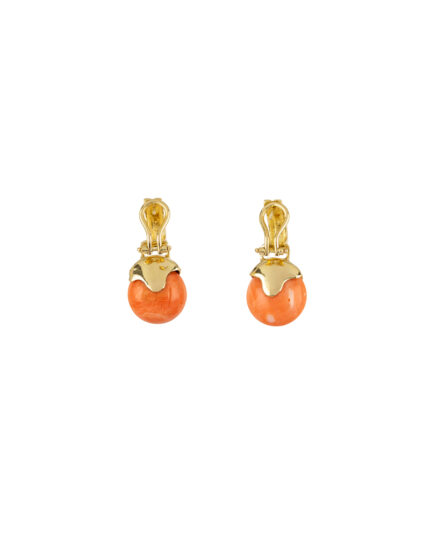 Cercei 2 in 1 din aur de 18k si coral natural