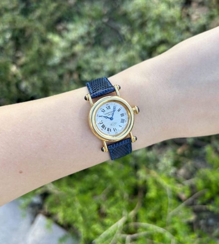 Ceas original Cartier din aur de 18k si safire